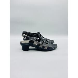 SAS Sandals Womens 7.5 Black Leather Allegro Tripad Comfort Slingback Low Heel